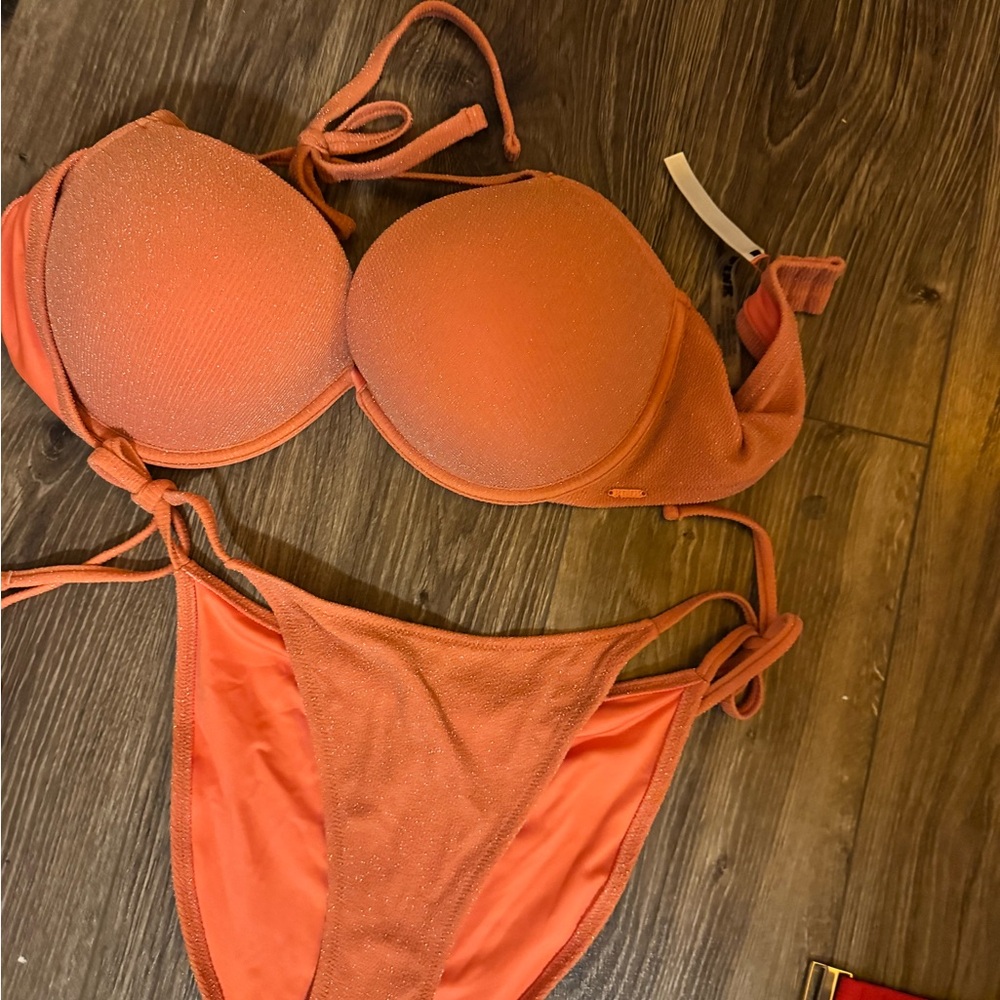PINK Victoria's Secret Shimmering Coral Bikini
